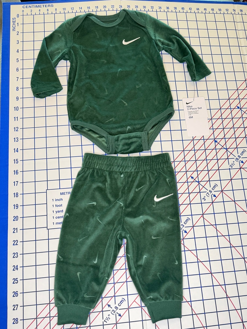 Nike Green Velour Jogger Set with Swoosh